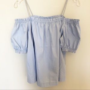 H&M light blue off shoulder blouse SZ 4